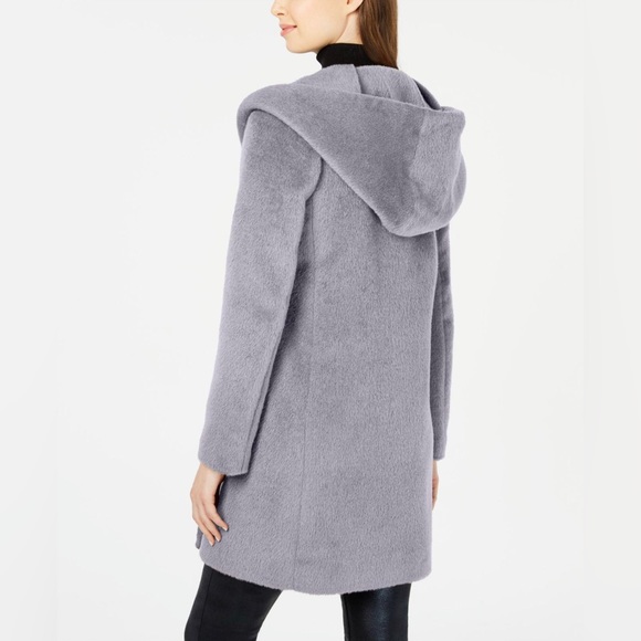 Cole Haan gray alpaca wool blend hooded coat - Picture 3 of 7
